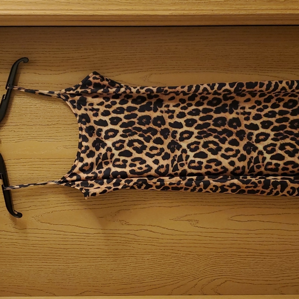 Brown Animal Print Fitted Midi